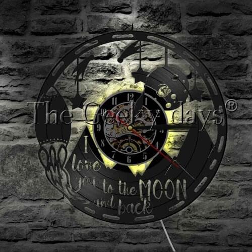 I Love You To The Moon And Back Decorative Wall Lamp Vinyl Record Wall Clock LED Hanging Wall Lamp For Lovers Gift