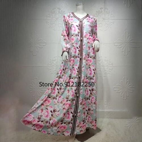 Dubai Abaya Kimono Muslim Clothes For Women Moroccan Caftan Eid Mubarak Robe Arabe Plus Size Boubou Long Sleeve Boho Gowns