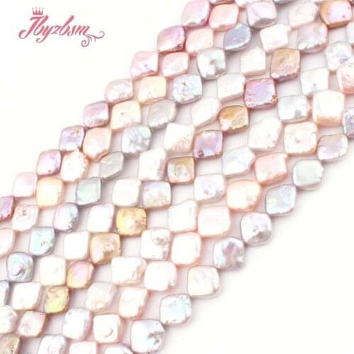 11mm Cultured Freshwater Pearl Beads Square Loose Natural Stone Beads For Jewelry Making DIY Necklace Bracelets Strand 15"