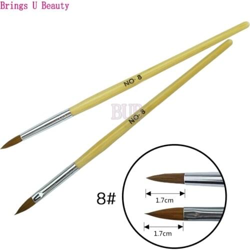 2 pc/lot One Round Head and One Flat Head Fiber Hair Wood Acrylic Nail Art Brush for Carving UV Gel Carving DIY Nail Art Drawing