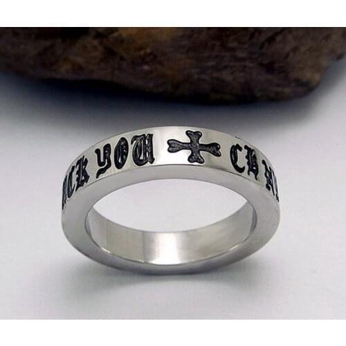 Roman Alphabet Love Proverbs Ring, Titanium 316L Stainless Steel Engraving Roman Character Pattern Ring Never Fade