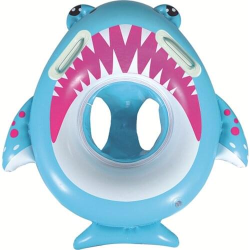 Summer Children Inflatable Swimming Ring, Little Girls Boys Funny Cartoon Shark Shape Seat Swim Ring with Double Handle