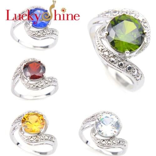 Luckyshine Europe popular Silver For Women colorful Creative Round Adorable Graceful Rings Jewelry Latest
