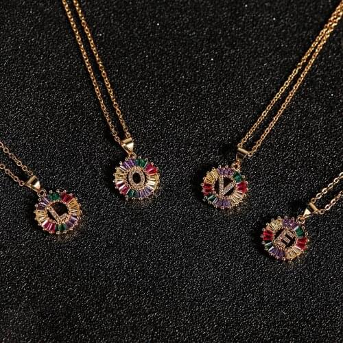Fashion Gold Color stainless steel Initial CZ Necklace Charm Letter Necklace Name Jewelry For Women Accessories Girlfriend Gift