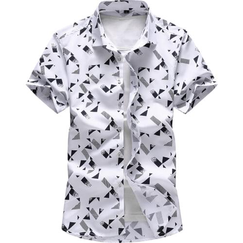 QUANBO Plus size 5XL 6XL 7XL Men Shirt 2021 New Arrival Summer Fashion Print Casual Short Sleeve Shirts Brand Clothing