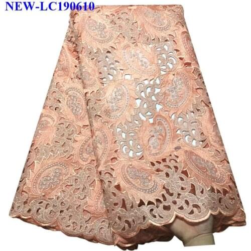 Nigerian Peach Lace Fabric Embroidered Africa Organza Lace Fabric High Quality Nigerian Organza Lace Fabric With stones XAW02