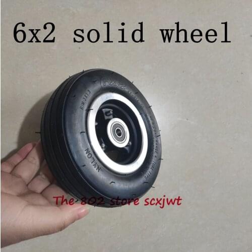 Newest 6 Inch Electric Scooter Wheel 6x2 Solid Tire 6*2 Solid Wheel Metal Hub for Trolley Cart Wheel