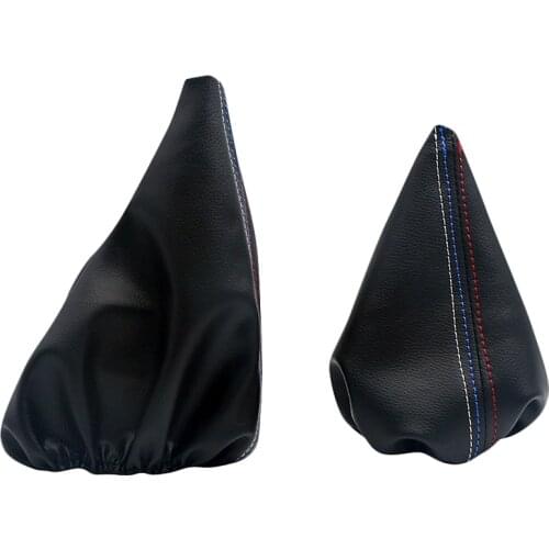 2 Pcs/Set New Car Shift Knob Stick Handbrake Leather Gaiter Boot Cover Case Gear Shift Collar For Bmw 3 Series E36 E46 M3