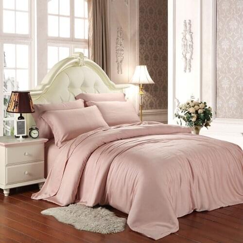 New luxury bedding set queen king size 60S Tencel silk bed set 4pcs Solid duvet cover bed sheet sets purple pink blue 4 color