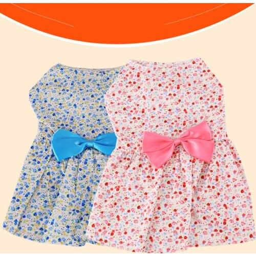 Pet Dog Fashion Print Polyester Clothes Breathable Cool Summer Dresses For Small Dogs DC743