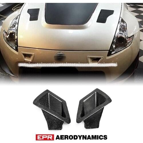 For Nissan 09 Onwards 370Z Z34 Carbon Fiber Front Bumper Air Duct Set Glossy Fibre Finish Air Vent Accessories Racing Trim
