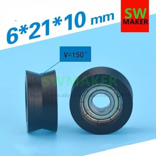 6*21*10 nylon coated plastic bag V groove pulley bearing sliding window BSV69621-10 small wheels