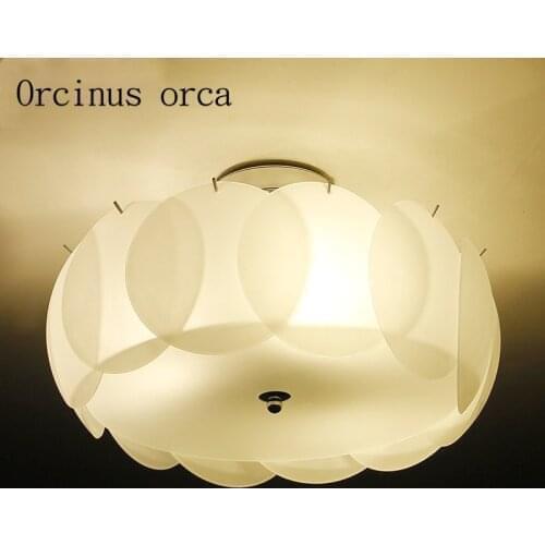 Simple modern creative art glass lotus flower round ceiling lamp dining room bedroom living room lamps Postage free