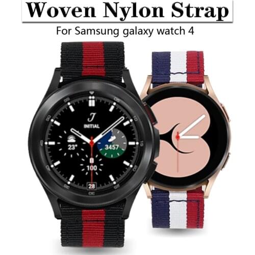 Woven Stripe Nylon Strap For Samsung galaxy watch 4 40mm 44mm / 4 Classic 42mm 46mm Active 2 Band Replacement Watchband Bracelet