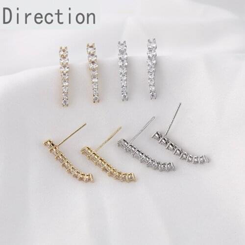 Super flash full diamond temperament caterpillar Earrings Silver needle water drill zircon exquisite DIY Earrings accessories