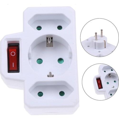 Power Plug European Type Conversion Plug 1 TO 3 / 1 To 2 Way EU Standard Power Adapter Socket 16A Travel Plugs with switch