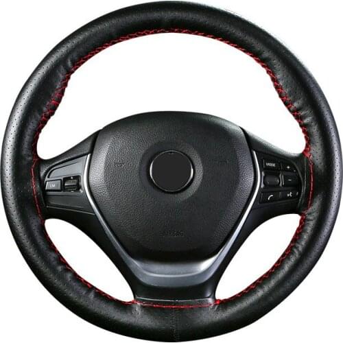 Sewing braiding red thread weave Cover on steering wheel Leather Steering Covers DIY stitching set 39/40cm For BMW G30