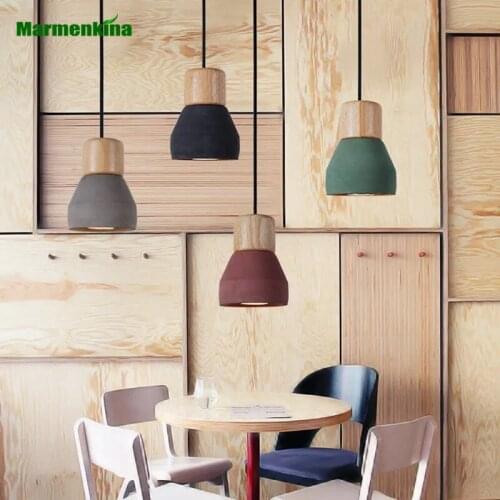 Nordic cafe restaurant bar counter bedside Pendant Lamp solid wood cement pendant light E27 / E26 AC110-240V