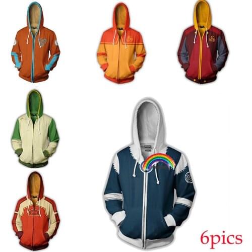 2020 New Avatar The Last Airbender Hoodie Cosplay Costume Man Women Anime Casual Zipper Jackets