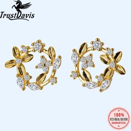 Женские золотые серьги TRUSTDAVIS China At AliExpress