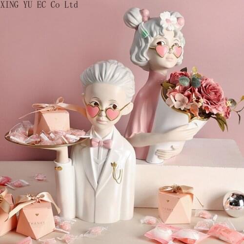 Creative Character Storage Vase Resin Ornaments Dried Flower Flower Arrangement Accessories Living Room Home Decoration