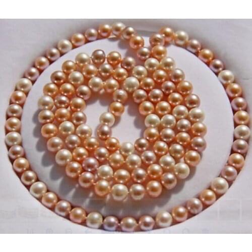 Gorgeous AAA 9-10 mm round multicolor pearl necklace 48"