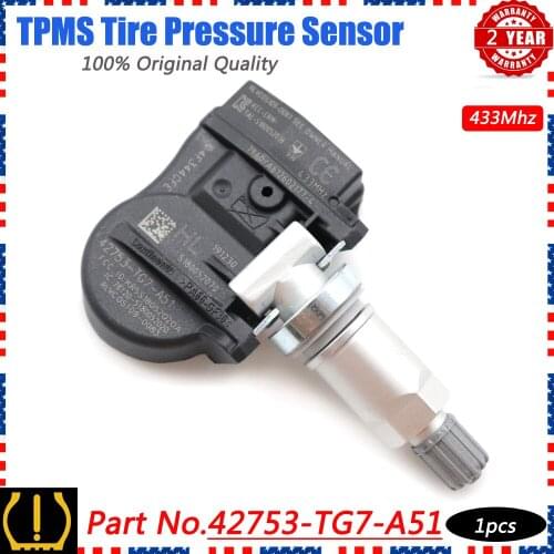 XUAN 1pcs TPMS Tire Pressure Monitor Sensor 42753-TG7-A51 For Honda Pilot RIDGELINE ACURA NSX 3.5L 2016-2019 433MHZ 42753T6NA01