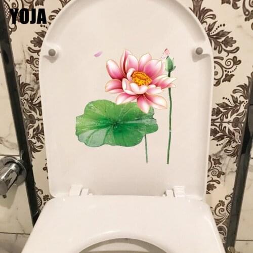 YOJA 19.3*22.5CM Hand Painted Lotus Flower Classical Bedroom Wall Decor Home WC Toilet Sticker T1-0604