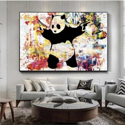 Funny Graffiti Poster Paintings Cartoon Panda Wall Art Pictures for Living Room Modern Art Wall Picture Home Decoration Artwork