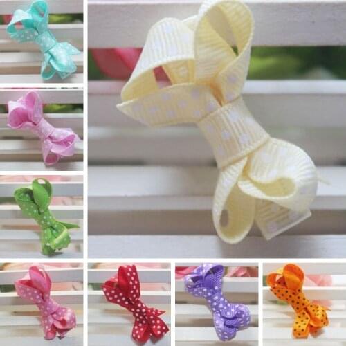 500pcs Wave point dots Hair Bows clips Hairbows with Ribbon fully lined alligator clip hairpin princess accessories HD3346