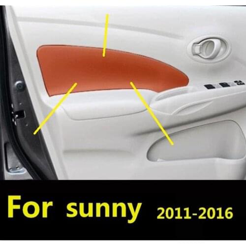 For Nissan sunny 2011-2016 Microfiber Front / Rear Door Panels Leather Cover Protective Trim with Mount Fittings