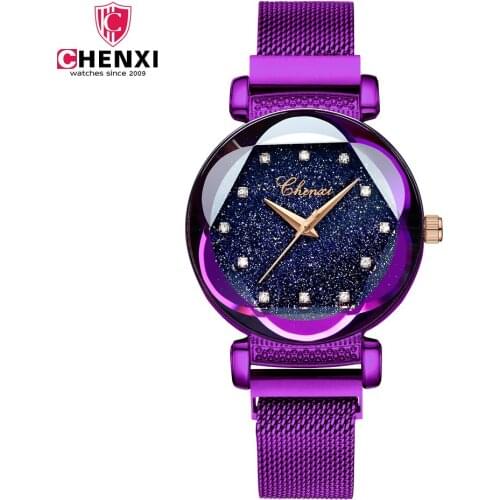 2018 CHENXI Luxury starry sky Women Watches Bracelet Rhinestones Quartz Ladies Watch Magnet Buckle Female Clock relogio feminino