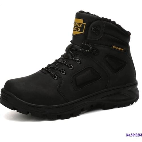 Winter Snow Boots Men Genuine Leather Warm Fur Ankle Boots Casual Shoes Mens Military Tactical Work Boots Cowboy Botas KOZLOV