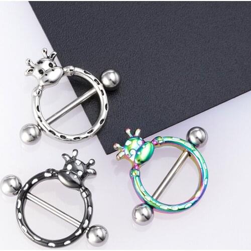 1 Pair Cute Milk Cow Breast Piercing Jewelry Nipple Piercing Bar Surgical Steel Nipple Rings Shield Cover Barbell Sexy Piercings