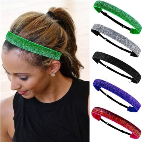 Glitter Elastic Hair Bands For Women 2.5cm Wide Teen Girls Non Slip Sports Yoga Headband Hair Accessories