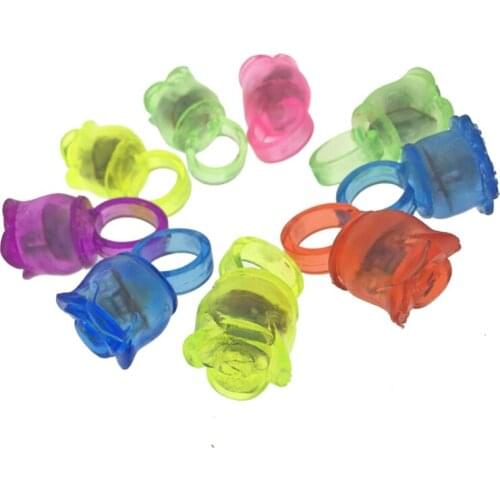 100pcs/lot LED Finger Ring Color Change Flashing Soft Rose flower Ring Wedding Fancy Halloween Party Decaoation Kids finger toys