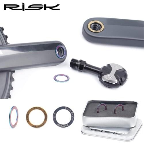 RISK Bike Pedal Gasket 2Pcs Bicycle Pedal Maintenance O Ring Spacer Washer Ti Alloy Cycling Pedal Protective Parts