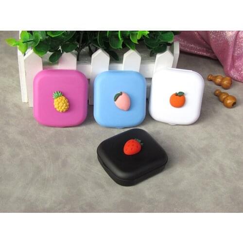 2020 Cute Girl Fruit Contact Lens Case Box With Mirror Women Mini Square Lovely Eyes Contact Lens Container Box Bag Travel Kit