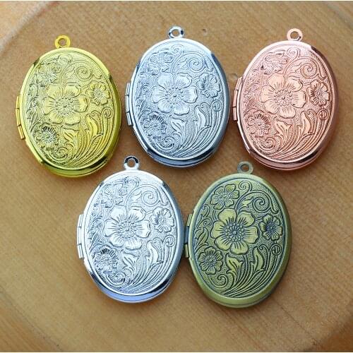 5pcs Flowers Photo Loclet Box Setting Antique Silver Bronze Rose Gold Color Plated Oval Cameo Base Blank Tray