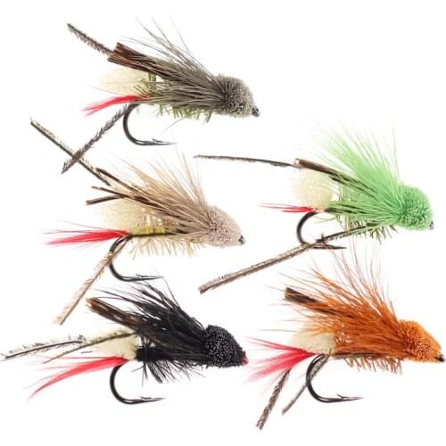 5PCS #10 Trout Fishing Fly Grass Hopper Fly terrestrial Hopper Fly Floating Bass Crappie Bug Bait Artificial Lure
