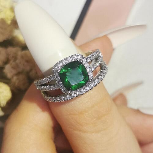 925 sterling silver wedding Rings set 3 in 1 band ring for Women engagement bridal fashion jewelry finger moonso R4627-green