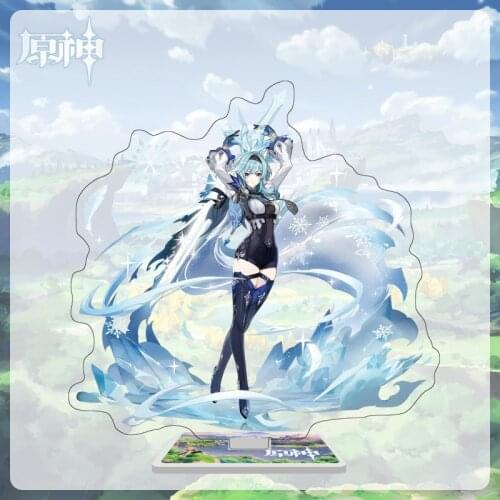 16cm Anime Genshin Impact Figure PVC Age of Zhongli Diluc Venti Klee Keqing Qiqi Acrylic Transparent Ornament Doll Toys Children