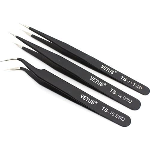 Anti Static Steel ESD Tweezer Ultra Fine Stainless Steel Tweezers for Eyelash Extensions Digital Product Repair Maintenance