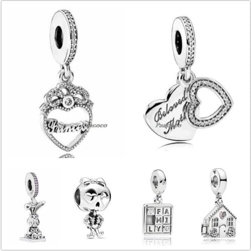 Authentic 925 Sterling Silver Rose & Heart Perfect Home Locket Pendant Charm Beads Fit Pandora Bracelet & Necklace Jewelry