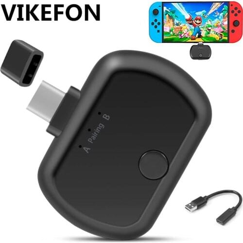 VIKEFON Mini Type C/USB Bluetooth 5.0 Transmitter Aptx Low Latency Dual Link Wireless Audio Adapter for Nintendo Switch PS4 PC