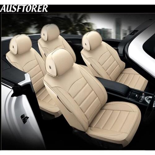 AUSFTORER Cowhide Cover Seat for Lexus CT200h Automobiles Seat Covers Sets Leather Car Seats Cushion Supports Accessories 15PCS
