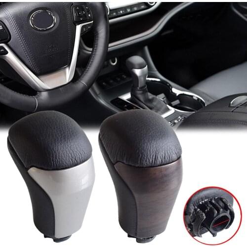 ABS Leather Wooden Gear Shift Knob For Toyota Highlander Prado 2018 2019 Auto Accessories