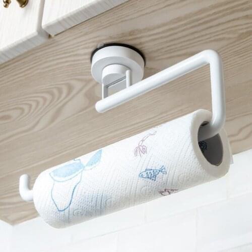 Kitchen Paper Towel Holder Free Punching Suction cup Roll Holder Refrigerator Shelf Toilet Decoration