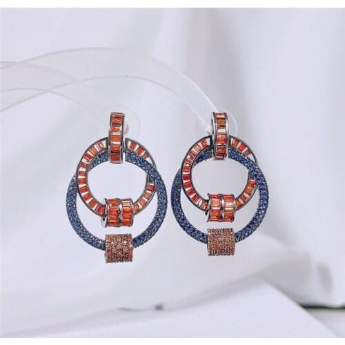 EYER Newness Luxury Double Circle Full Micro Cubic Zircon Earrings Top Quality Inlay Jewelry Unique Women Party Fashion Jewelry