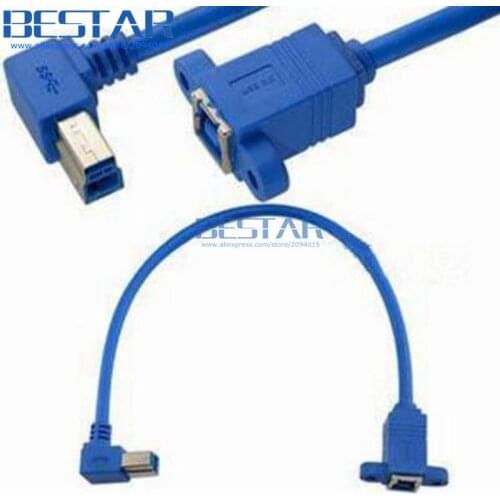 10pcs/lot) 30CM 1FT USB 3.0 B Male right angle to B Female USB3.0 BM to BF short printer cable for Printers scanners Hard Disk